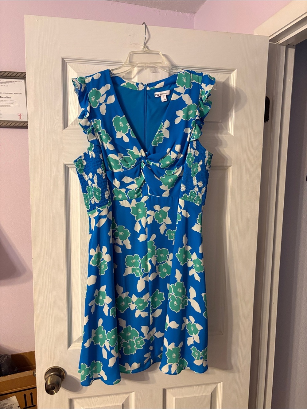Bar III Blue Green Floral Mini Dress